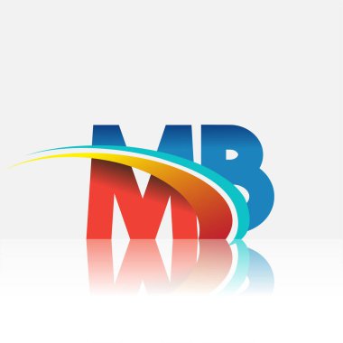 İlk harf MB logotype şirketi adı kırmızı, mavi ve swoosh tasarımı. iş ve şirket kimliği için vektör logosu.
