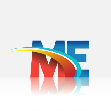 İlk harf ME logotype şirket adı kırmızı, mavi ve swoosh tasarımı. iş ve şirket kimliği için vektör logosu.