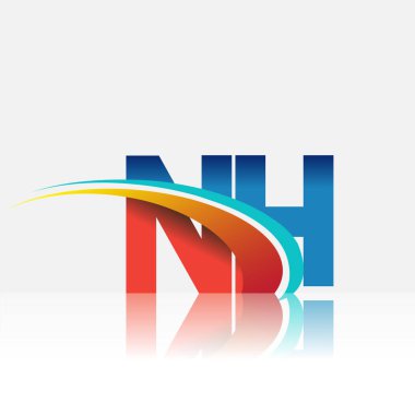 İlk harf NH logotype şirketi adı kırmızı, mavi ve swoosh tasarımı. iş ve şirket kimliği için vektör logosu.