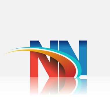 İlk harf NN logotype şirketi adı kırmızı, mavi ve swoosh tasarımı. iş ve şirket kimliği için vektör logosu.