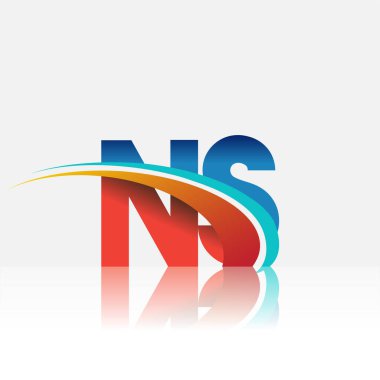İlk harf NS logotype şirketi adı kırmızı, mavi ve swoosh tasarımı. iş ve şirket kimliği için vektör logosu.