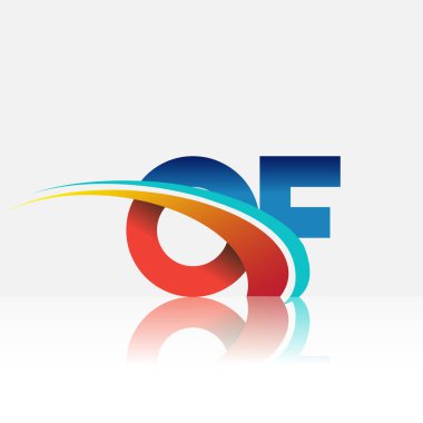 Logotype şirketinin ilk harfi: Renkli kırmızı, mavi ve swoosh tasarımı. iş ve şirket kimliği için vektör logosu.