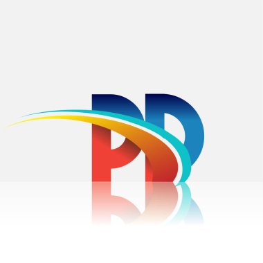 İlk harf PD logotype şirketi adı kırmızı, mavi ve swoosh tasarımı. iş ve şirket kimliği için vektör logosu.