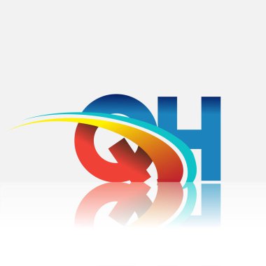 İlk harf QH logotype şirketi adı kırmızı, mavi ve swoosh tasarımı. iş ve şirket kimliği için vektör logosu.