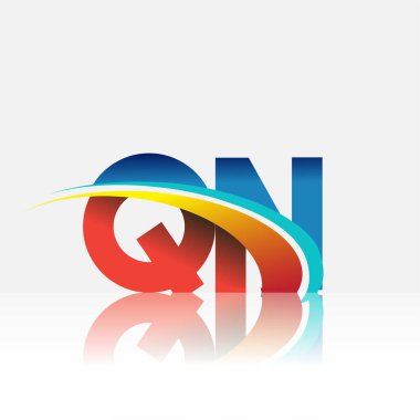 İlk harf QN logotype şirketi adı kırmızı, mavi ve swoosh tasarımı. iş ve şirket kimliği için vektör logosu.