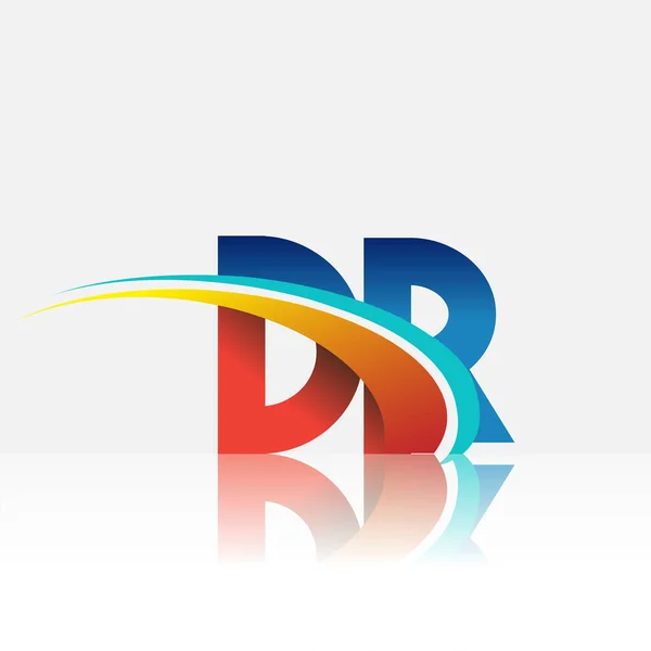 Letra Inicial Logotipo Nombre Empresa Color Rojo Azul Swoosh Diseño — Vector de stock