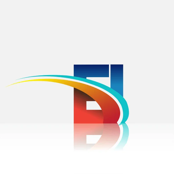 Harf Logotype Şirket Adı Kırmızı Mavi Swoosh Tasarımı Şirket Kimliği — Stok Vektör