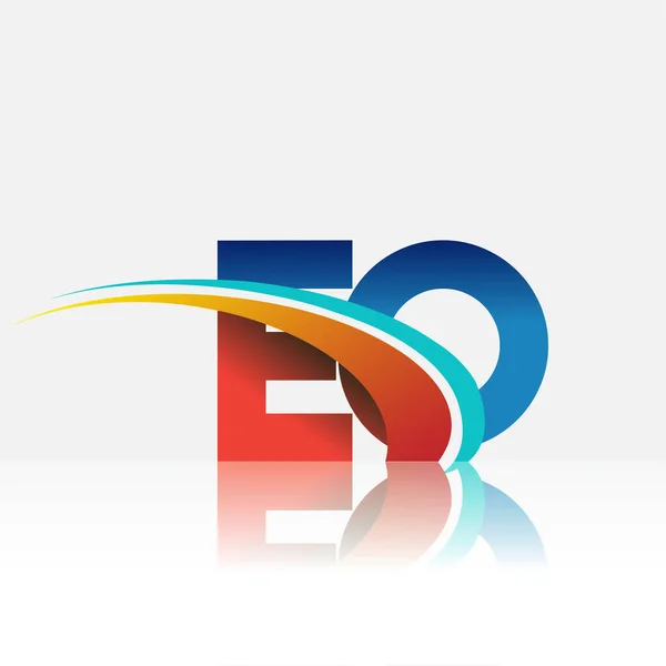 Letra Inicial Nome Empresa Logotipo Colorido Vermelho Azul Design Swoosh —  Vetores de Stock