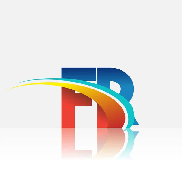 Anfangsbuchstabe Logo Firmenname Gefärbt Rot Und Blau Und Swoosh Design — Stockvektor
