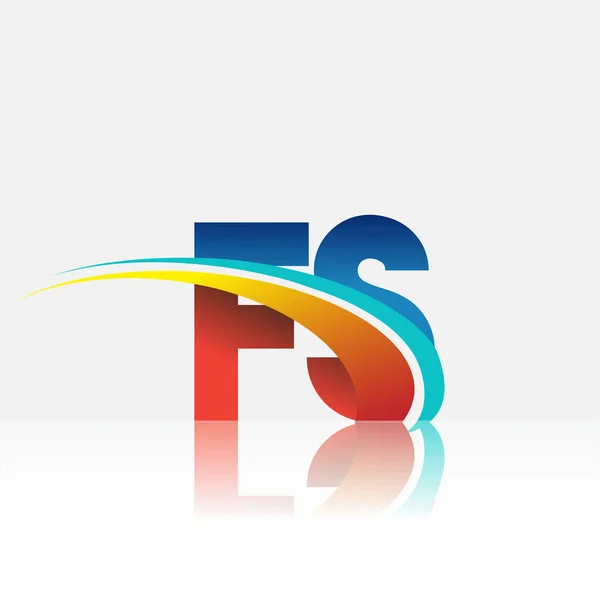 Letra Inicial Nome Empresa Logotipo Colorido Vermelho Azul Design Swoosh —  Vetores de Stock