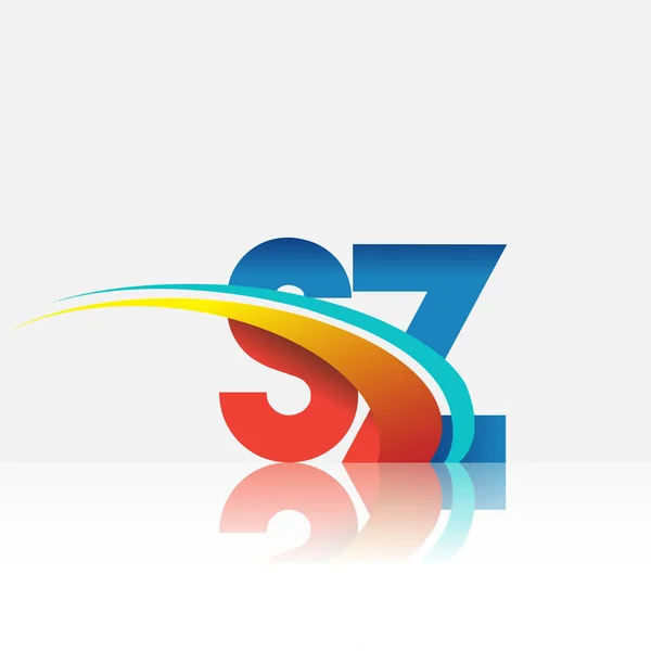 Anfangsbuchstabe Logo Firmenname Farbig Rot Und Blau Und Swoosh Design — Stockvektor