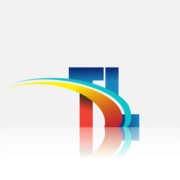 Letra Inicial Nome Empresa Logotipo Colorido Vermelho Azul Design Swoosh — Vetor de Stock