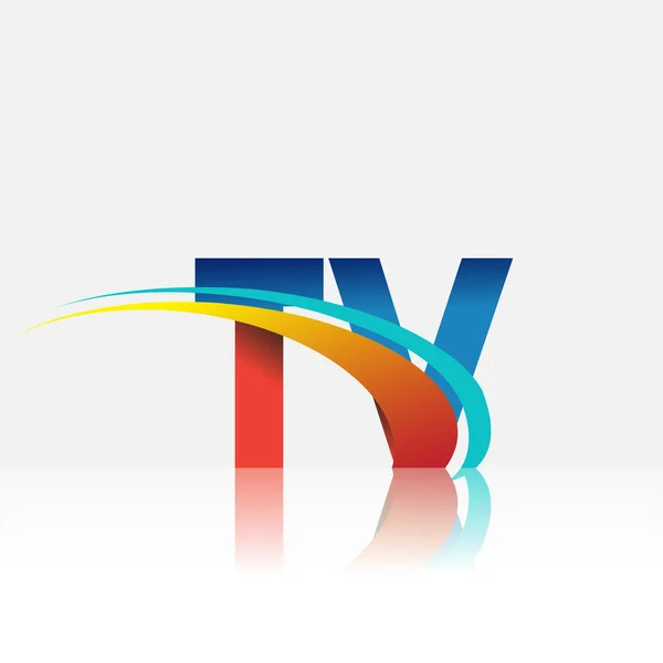 最初的字母Tv标志公司的名称有红色 蓝色和Swoosh设计 企业和公司标识的矢量标识 — 图库矢量图片