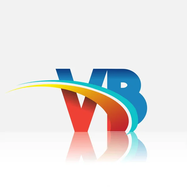 Lettera Iniziale Logotipo Nome Della Società Colorato Rosso Blu Swoosh — Vettoriale Stock