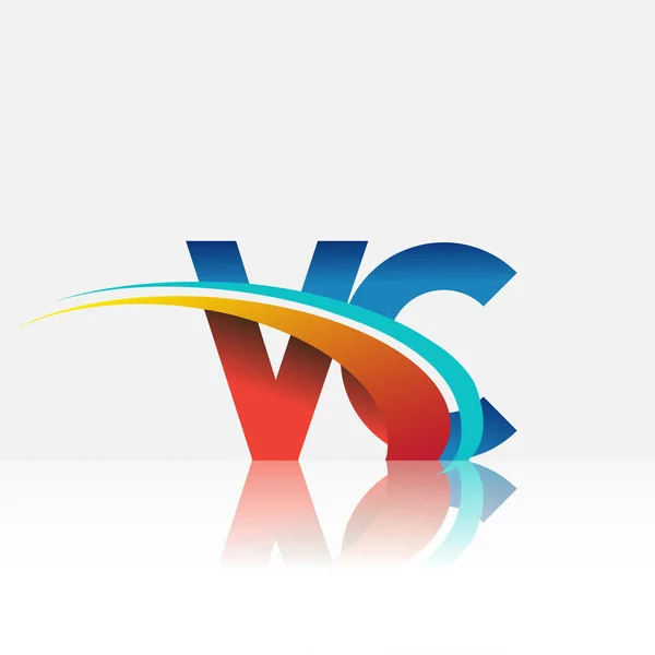 Kezdeti Betű Logotípus Cég Neve Színes Piros Kék Swoosh Design — Stock Vector