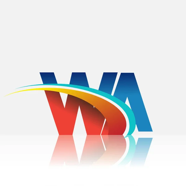 Initiële Letter Logotype Bedrijfsnaam Gekleurd Rood Blauw Swoosh Ontwerp Vectorlogo — Stockvector