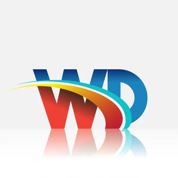 Początkowa Litera Logotyp Nazwa Firmy Kolorowe Czerwone Niebieskie Swoosh Projekt — Wektor stockowy