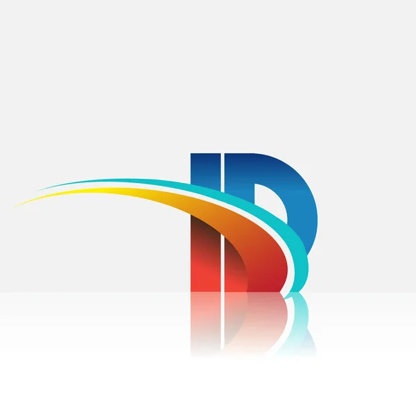 Litera Inițială Logotip Numele Companiei Colorat Albastru Design Swoosh Logo — Vector de stoc