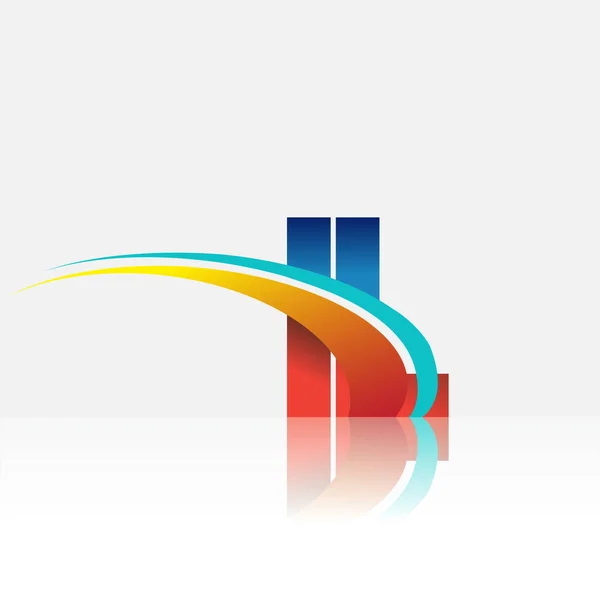 Lettre Initiale Logotype Nom Entreprise Coloré Rouge Bleu Design Swoosh — Image vectorielle