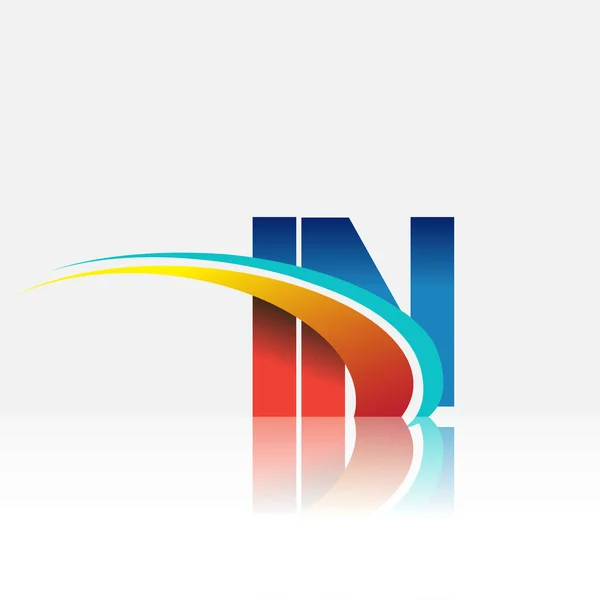 Litera Inițială Numele Companiei Logotip Culoare Albastru Design Swoosh Logo — Vector de stoc
