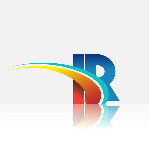 Letra Inicial Logotipo Nome Empresa Colorido Vermelho Azul Design Swoosh — Vetor de Stock