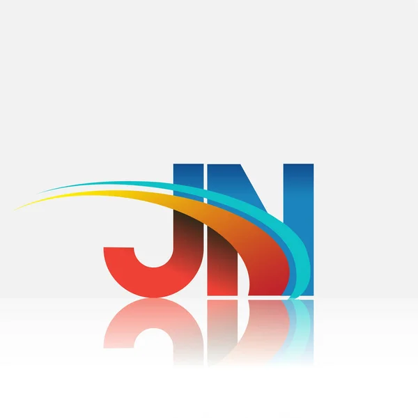 Lettre Initiale Logotype Nom Entreprise Couleur Rouge Bleu Swoosh Design — Image vectorielle