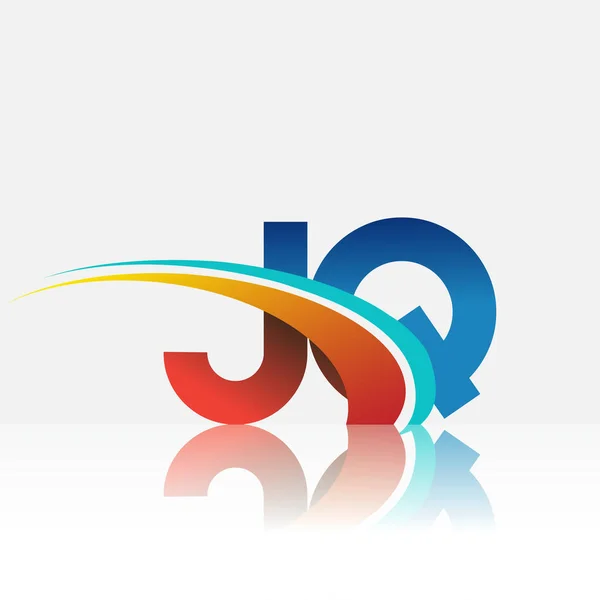 Lettre Initiale Logo Nom Entreprise Couleur Rouge Bleu Swoosh Design — Image vectorielle