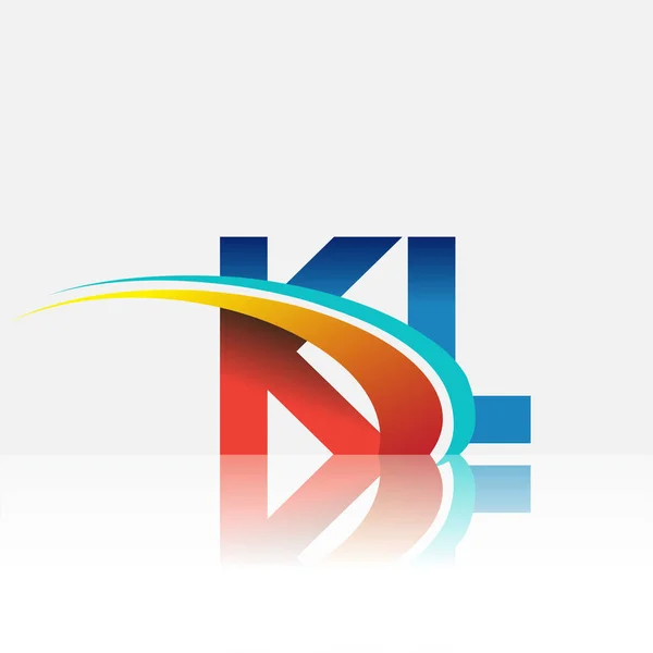 Litera Inițială Numele Companiei Logotip Colorat Albastru Design Swoosh Logo — Vector de stoc