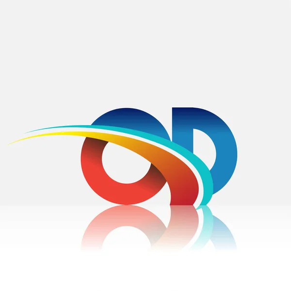 頭文字のOd型ロゴタイプ社名は赤と青とスウッシュのデザイン ビジネスと会社のアイデンティティのためのベクトルロゴ — ストックベクタ