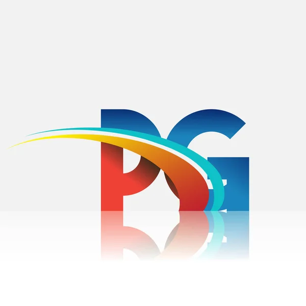 Beginletter Logotype Bedrijfsnaam Gekleurd Rood Blauw Swoosh Ontwerp Vectorlogo Voor — Stockvector