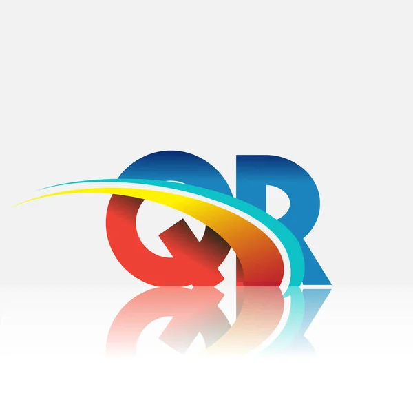 Initiële Letter Logotype Bedrijfsnaam Gekleurd Rood Blauw Swoosh Ontwerp Vectorlogo — Stockvector