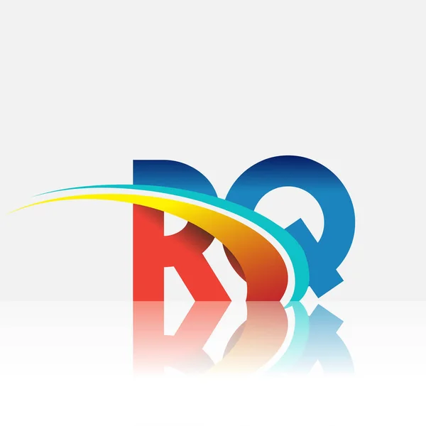 頭文字のRqロゴタイプ会社名は赤と青とスウッシュのデザイン ビジネスと会社のアイデンティティのためのベクトルロゴ — ストックベクタ
