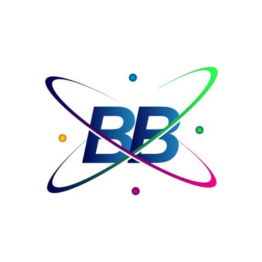 İlk harf BB logotype bilim simgesi mavi, kırmızı, yeşil ve sarı swoosh tasarımı. iş ve şirket kimliği için vektör logosu.