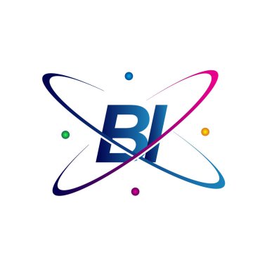 İlk harf BI logoti bilim simgesi mavi, kırmızı, yeşil ve sarı renkli. iş ve şirket kimliği için vektör logosu.