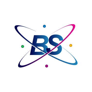 İlk harf BS logotip bilim simgesi mavi, kırmızı, yeşil ve sarı renk. iş ve şirket kimliği için vektör logosu.
