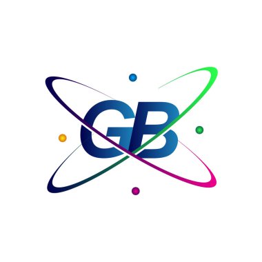İlk harf GB logoti bilim simgesi mavi, kırmızı, yeşil ve sarı renkli. iş ve şirket kimliği için vektör logosu.