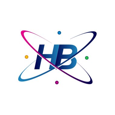 İlk harf HB logotype bilim simgesi mavi, kırmızı, yeşil ve sarı swoosh tasarımı. iş ve şirket kimliği için vektör logosu.
