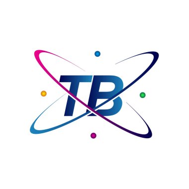 İlk harf tüberküloz bilim simgesi mavi, kırmızı, yeşil ve sarı swoosh tasarımı. iş ve şirket kimliği için vektör logosu.