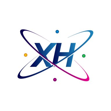 İlk harf XH logotype bilim simgesi mavi, kırmızı, yeşil ve sarı renklendirme. iş ve şirket kimliği için vektör logosu.