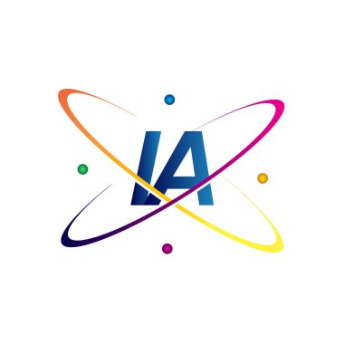 İlk harf IA logotype bilim simgesi mavi, kırmızı, yeşil ve sarı swoosh tasarımı. iş ve şirket kimliği için vektör logosu.
