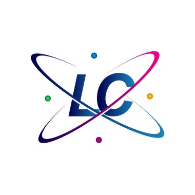İlk harf LC logotip bilim simgesi mavi, kırmızı, yeşil ve sarı swoosh tasarımı. iş ve şirket kimliği için vektör logosu.