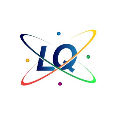 İlk harf LQ logoti bilim simgesi mavi, kırmızı, yeşil ve sarı renk. iş ve şirket kimliği için vektör logosu.