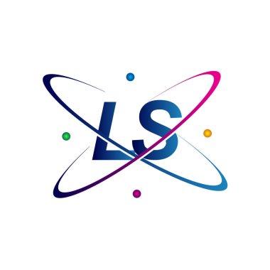 İlk harf LS logotip bilim simgesi mavi, kırmızı, yeşil ve sarı renk. iş ve şirket kimliği için vektör logosu.
