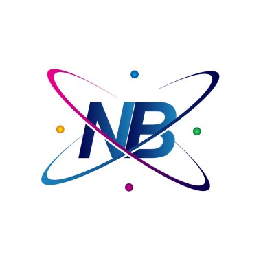 İlk harf NB logotype bilim simgesi mavi, kırmızı, yeşil ve sarı swoosh tasarımı. iş ve şirket kimliği için vektör logosu.