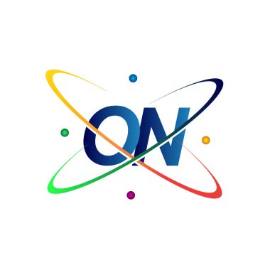 Logoti bilim simgesi üzerine ilk harf mavi, kırmızı, yeşil ve sarı renk. iş ve şirket kimliği için vektör logosu.