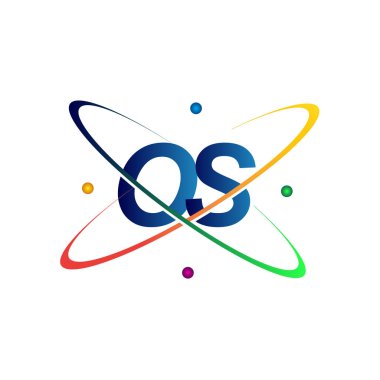 İlk harf OS logotype bilim simgesi mavi, kırmızı, yeşil ve sarı swoosh tasarımı. iş ve şirket kimliği için vektör logosu.