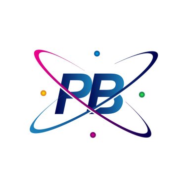 İlk harf PB logotype bilim simgesi mavi, kırmızı, yeşil ve sarı swoosh tasarımı. iş ve şirket kimliği için vektör logosu.