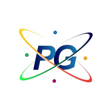 İlk harf PG logotip bilim simgesi mavi, kırmızı, yeşil ve sarı renk. iş ve şirket kimliği için vektör logosu.