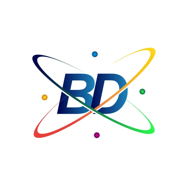Lettre Initiale Logo Icône Science Couleur Bleu Rouge Vert Jaune — Image vectorielle