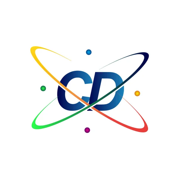 Första Bokstaven Logotyp Vetenskap Ikon Färgad Blå Röd Grön Och — Stock vektor